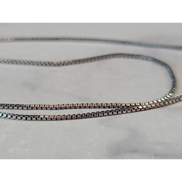 925 Sterling Silver Box Chain Necklace Vintage Italy - Picture 5 of 10